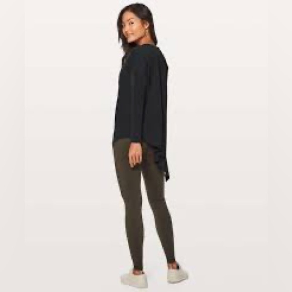 Lululemon to the point long sleeve side tie shirt size 4 in Black - Picture 2 of 8